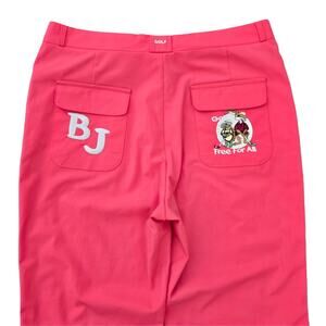 Bright Coral Pink Golf Pants Mimi Collection Stretch Crop Embroidered Size 77